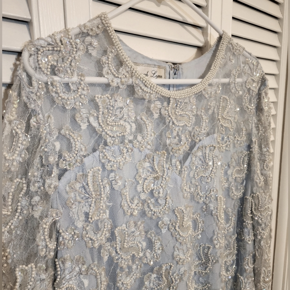 Vintage Hannah Lynn Baby Blue Beaded and Sequined Evening Gown - 1X